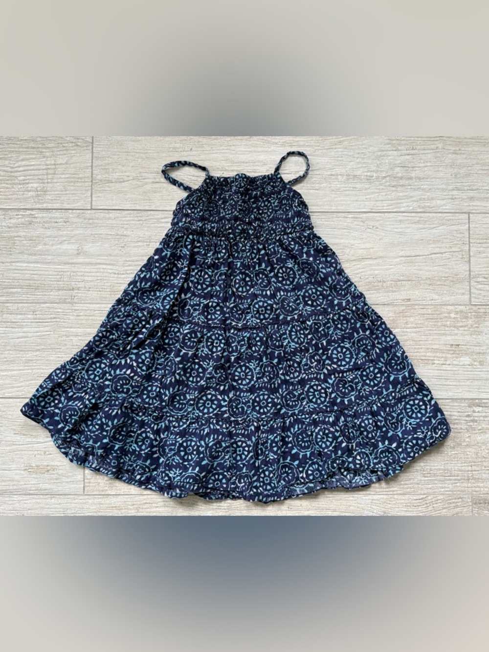 Navy and Light Blue Printed Pattern Dress